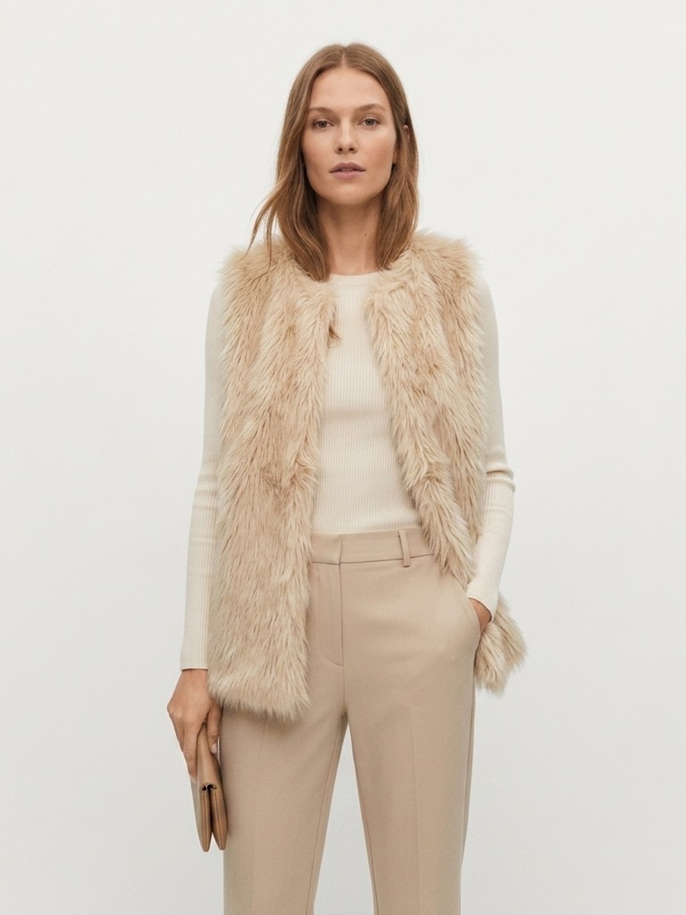 Faux Fur Open Front Cozy Boho Layering Vest by Eyeshadow. Size Small.